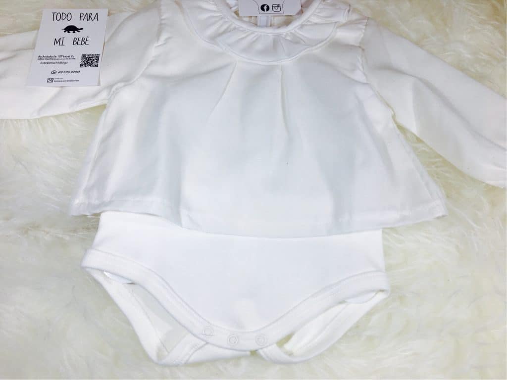 Body 2 piezas M Larga Camisa cuello volante Color Crudo Blanco - Imagen 6