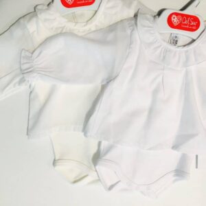 Body 2 piezas M Larga Camisa cuello volante Color Crudo Blanco