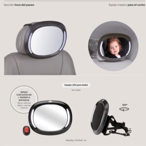 Espejo seguridad auto led y luz