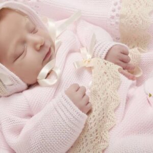 Precioso conjunto punto Rosa toca y saco a juego tallas 00 hasta 12 mes