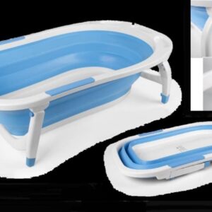 Bañera plegable azul y rosa