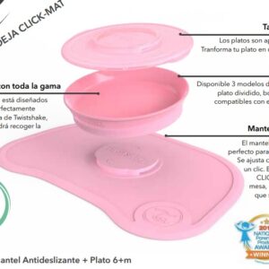 bandeja con cuenco click mat twistshake colores