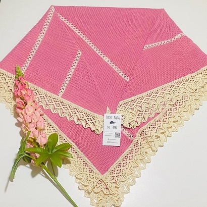 Toca de punto Encaje Rosa Palo