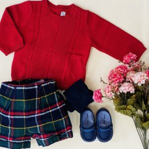 Conjunto pantalon jersey punto y leotardos rojo mayoral