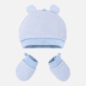 conjunto gorro con orejitas y manoplas cielo mayoral