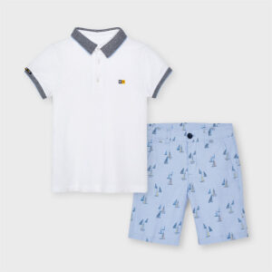 Conjunto elegante de polo y pantalón corto con ajuste, estampado de nueva linea MRAL.