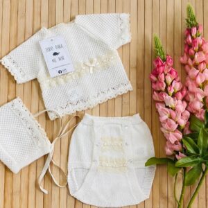 Conjunto de Hilo manga corta Beige Crudo