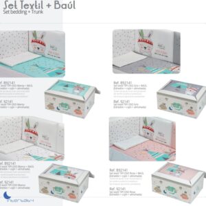 Vestidura de cuna Edredón desenfundable chichonera y almohada con baúl