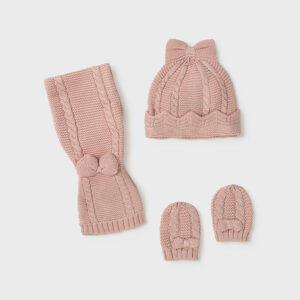 Conjunto gorro bufanda manopla recien nacido Maquillaje