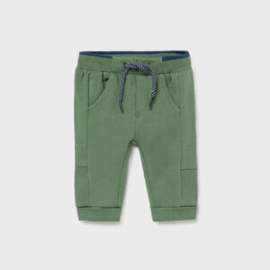 Pantalon largo felpa basico recien nacido Eucalipto