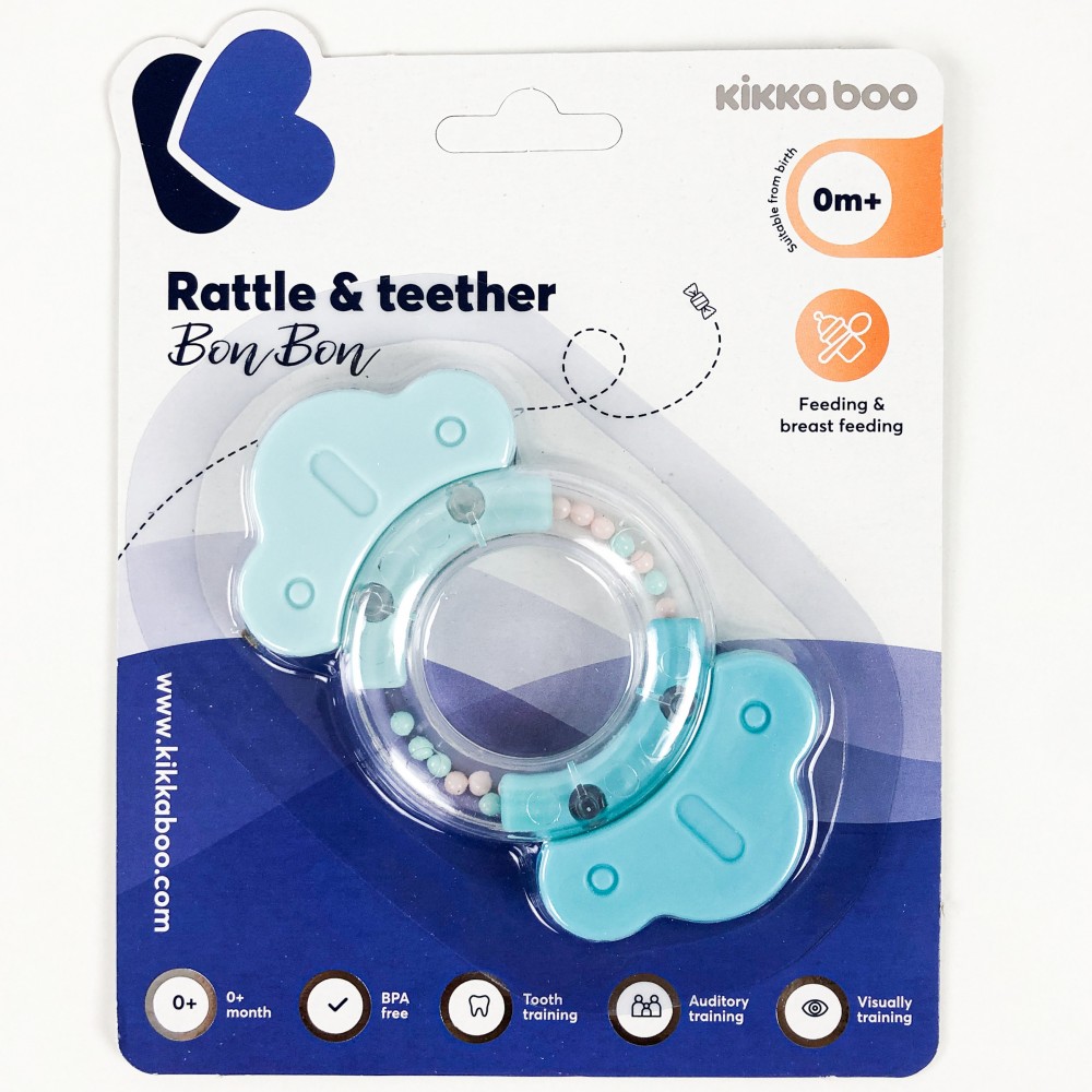 Sonajero y mordedor bonbon azúl kikkaboo - Imagen 3