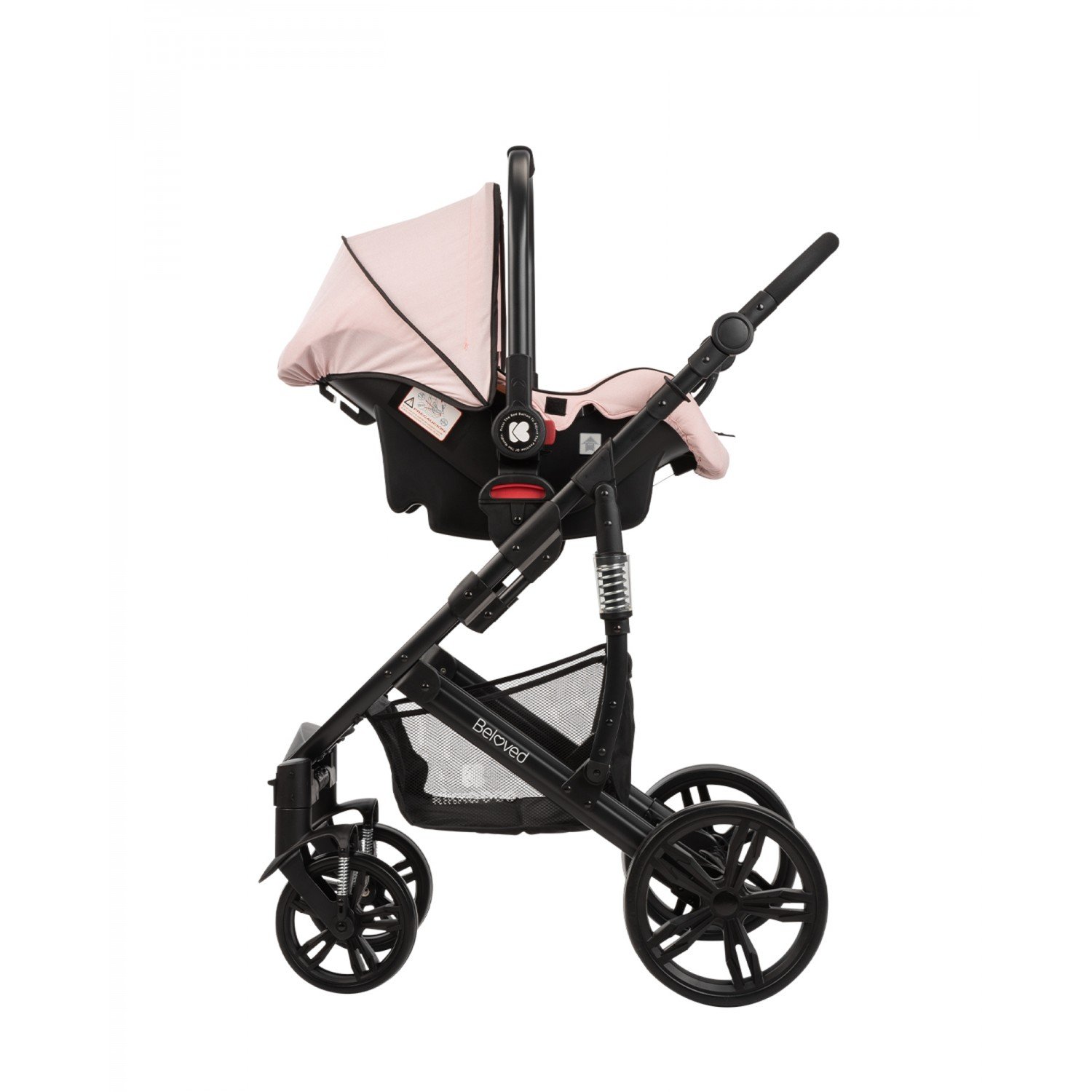 Carrito Beloved kikkaboo rosa 3 en 1 completo - Imagen 4