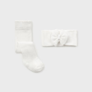 Set leotardo y diadema recien nacida Blanco