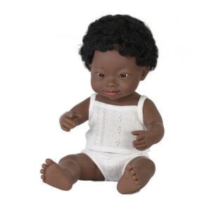 Muñeco sindrome down africano 38cm