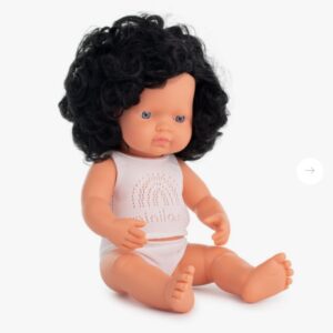Muñeca caucasica rizado morena 38cm
