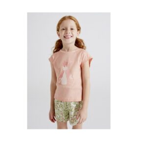 Camiseta tinte en prenda melocoton niña