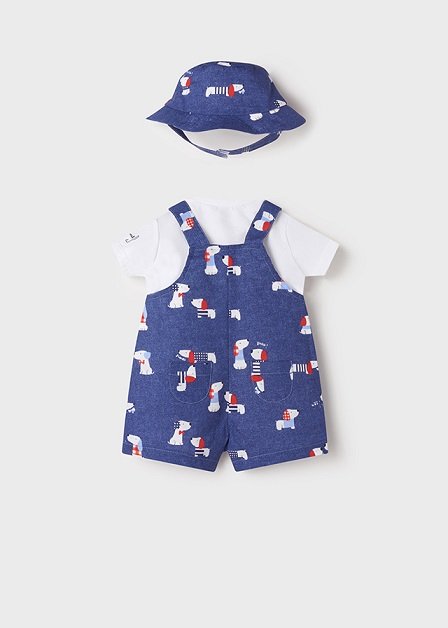 Conjunto 3 piezas peto gorro recién nacido niño Blue NB - Imagen 5