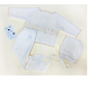 Conjunto Crudo beige encaje especial 3 piezas