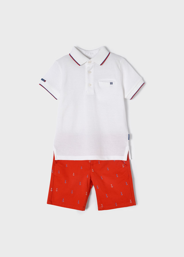 Conjunto Polo bermuda rojo niño