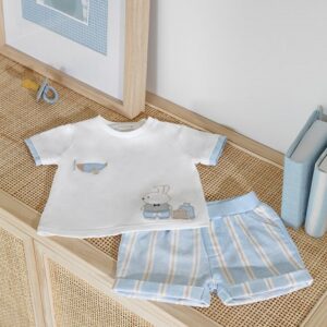 Conjunto pantalón corto recién nacido lino NB