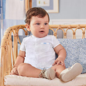 Conjunto pantalón corto y camisa Lino recién nacido niño NB