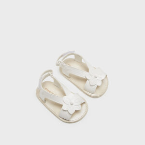 Sandalia flor recién nacida niña Blanco NB
