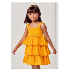 Vestido nido de abeja banana niña