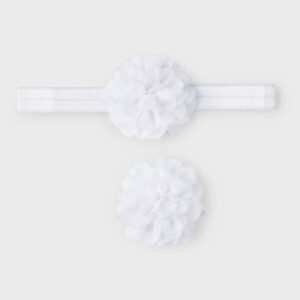 Set diadema y pinza recién nacida niña Blanco NB