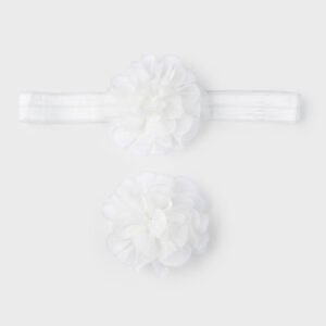 Set diadema y pinza recién nacida niña Crudo NB