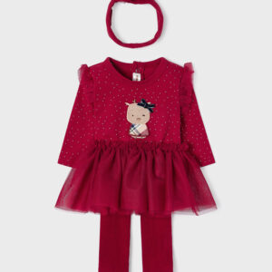 Conjunto falda tutu 3 piezas para recién nacido Rojo