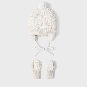 Conjunto gorro y manoplas Milk Vigore punto Ecofriends