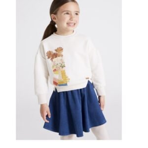 Conjunto con falda de felpa Garbanzo 2-9A