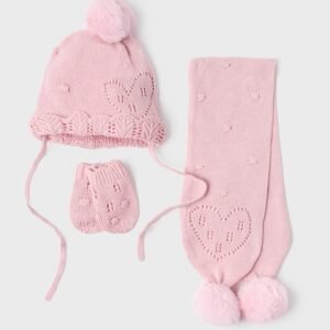 Conjunto de gorro con bufanda y manoplas Rosee
