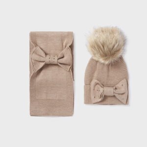 Conjunto de gorro y bufanda con lazo Topo Vig 4-10A
