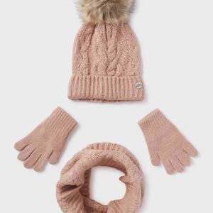 Conjunto de gorro y bufanda trenzas 4 pzas 4-10A