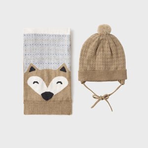 Conjunto gorro y bufanda camel 24-36m