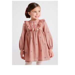 Vestido bordado para niña Nude 2-9A