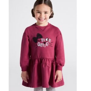 Vestido con volante frambuesa ECOFRIENDS