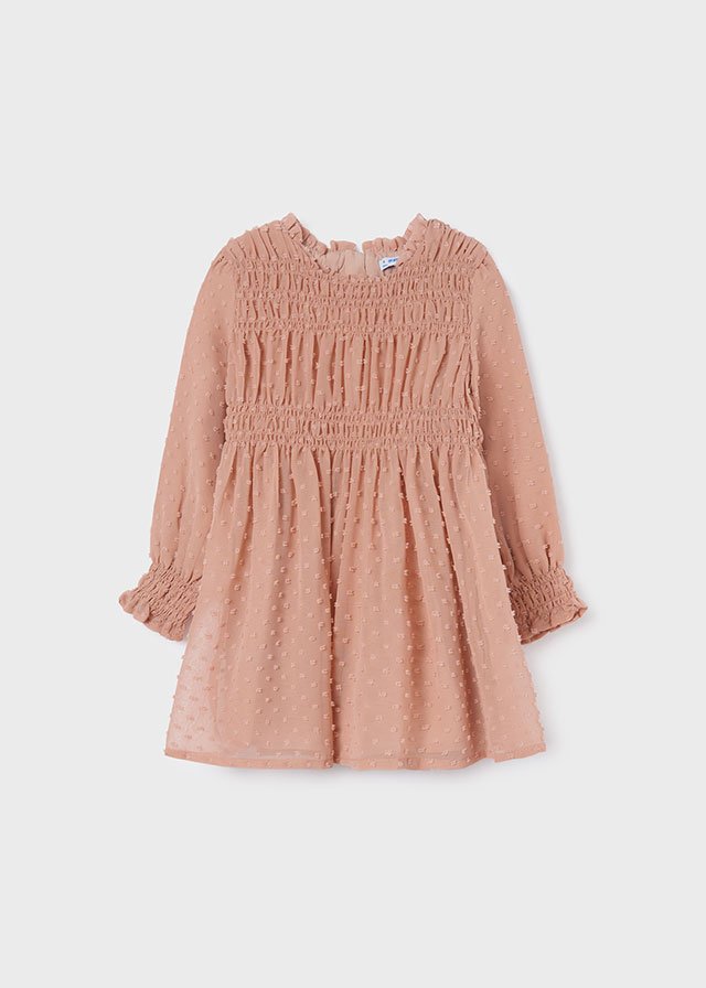 Vestido de plumeti para niña Rosado 2-9A