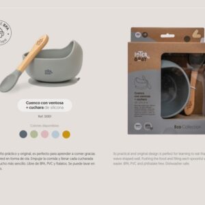 Cuenco con ventosa + cuchara silicona alimentaria