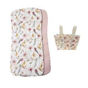 Colchoneta reversible bolso a juego Floral Rosa