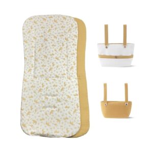 Colchoneta reversible con bolsos a juego Ocre