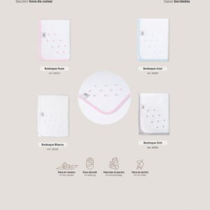 Gasa bordada bodoque de algodón