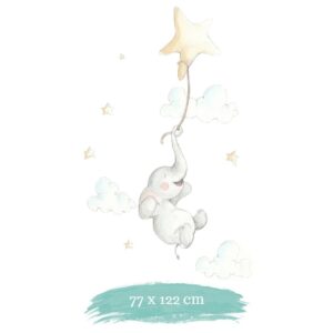 Vinilo decorativo pared accoms Elefantito feliz