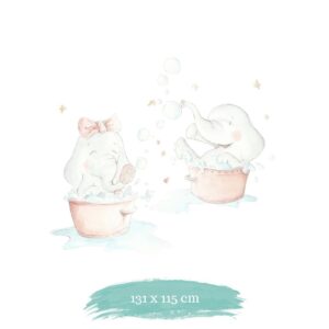 Vinilo decorativo pared accoms Elefantitos baño