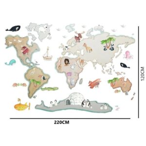 Vinilo decorativo pared accoms WORLD MAP XL ANIMALS